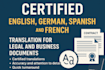provide certified english german spanish french immigration document translation