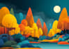 create a beautiful flat landscape illustration