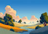 illustrate beautiful flat landscape illustration art