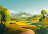illustrate beautiful flat landscape illustration art