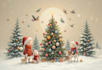 draw design christmas card, greeting card