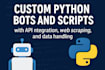 develop python bots, automation scripts and ai automation