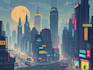 make cyberpunk city illustrations