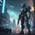custom futuristic mecha robot character art