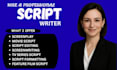 write movie script screenplay screenwriting feature film movie scriptwriting tvs