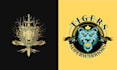 design creative retro wolf lion head logo