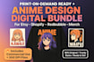 create stunning anime design digital bundle for your print on demand store