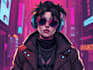 illustrate you as a cyberpunk style character