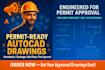 design permit ready autocad drawing, site plan, foundation and drainage plan