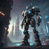 custom futuristic mecha robot character art