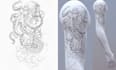 create custom,hand drawn fine line tattoo design