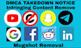 remove leaked content and send dmca takedown from google and social media