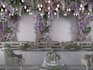 retouch 3d wedding interior decoration,droping flowers,pattern hall render,setup