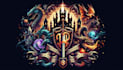design medieval fantasy game, rpg, mmo game logo