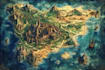 design fantasy map illustration fantasy city map  map