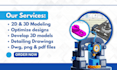make professional machine part drawings, inventor, 3d modeling