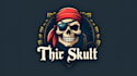 design awesome pirate skull mascot logo with express delivery