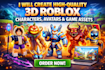create 3d roblox ugc avatar, custom model, accessory, property for roblox game