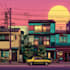 create retro japanese city pop 80s illustration