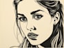 draw a portrait drawing in linocut illustration