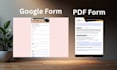 create google form, jotform, fillable pdf form, cognito form, online form