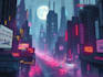 desing cyberpunk futuristic city illustration