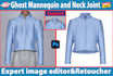 professional symmetrical neck joint ghost mannequin clothes photo editing