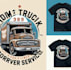 create unique t shirt truck courier service logo