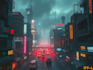 do cyberpunk sci fi futuristic city