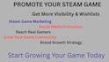 promote your steam game and help increase wishlists