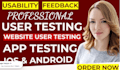 do app testing and website testing, QA, iphone, ipad and android user testing