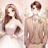 cute couple and wedding portrait illustration