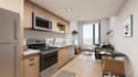 remodel modern kitchen,furniture layout,studio apartment design,dining,rendering