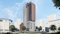 design 3d high rise building, skyscraper, duplex render, commercial building