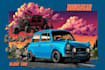 create cartoon car illustration with comic style