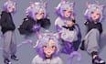 draw character reference sheet for yur oc, vtuber in anime style, vtuber model
