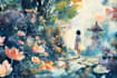 create watercolour style children book illustrations