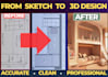 do furniture design, millwork shop drawing, autocad drafting, and 3d model