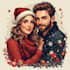 do custom christmas card single, couple portrait illustration