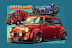 create cartoon car illustration with comic style