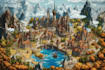 draw a fantasy map with digital watercolours