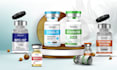 design peptide, vial, product label design, 3d mockup