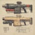 create a game weapon design and illustration