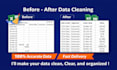 do urgent data entry and excel cleaning k