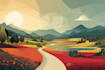 draw a flat vector landscape illustration