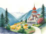 draw original watercolor landscape or architecture art