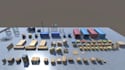 spacious warehouse interior, machine model, 3d layouts, showroom design, render