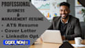 write a professional business and management resume that gets interview