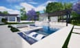 be architect rendering of 3d landscape backyard frontyard design, outdoor space