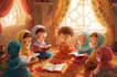 create a children story book illustrations islamic for you